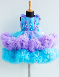 Sky Blue Lavender Handwork Ruffles Birthday Frock for Baby Girl – Stanwells Kids