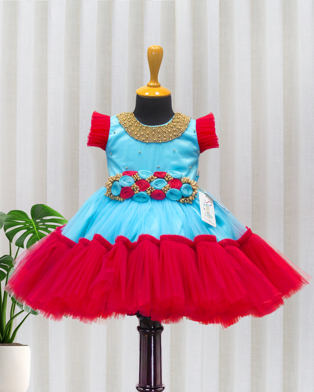 sky blue rani pink baby girls birthday dress

handwork flower frock for baby girl

premium partywear birthday frock baby girl

kids birthday dress sky blue pink

designer baby girl partywear frock