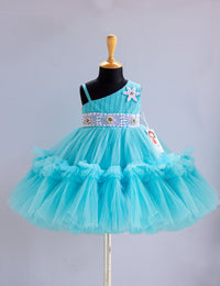 Sky Blue Handwork Pleated Ruffles Frock for Baby Girl – Stanwells Kids