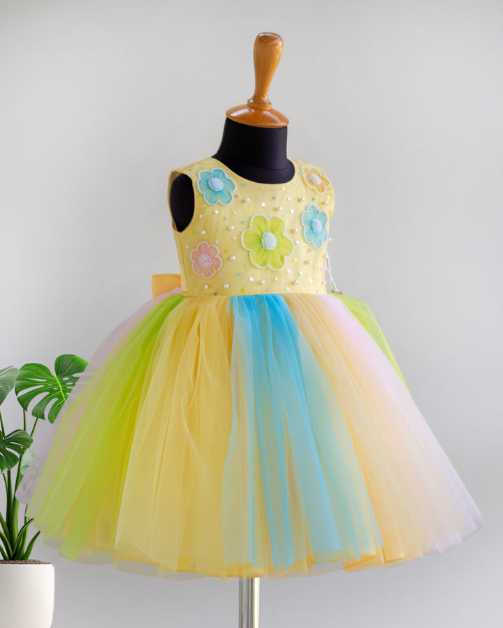 Baby yellow floral birthday frock for baby girl India – Stanwells Kids