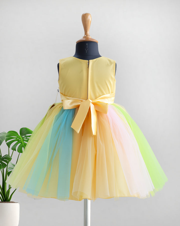Baby yellow floral frock satin lining detail – Stanwells Kids