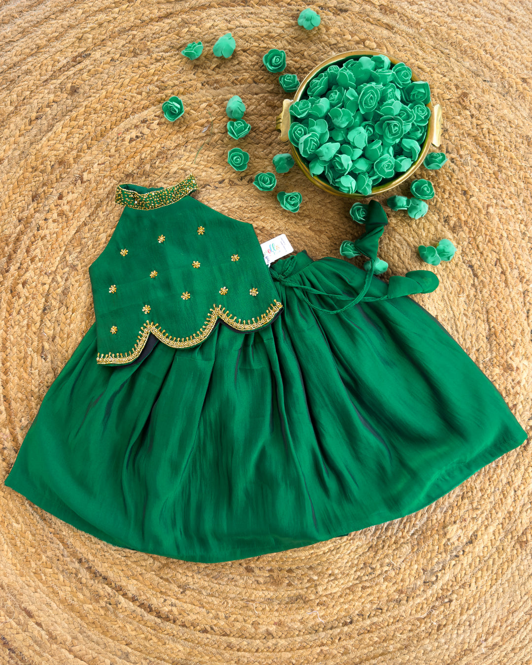 Bottle Green Lehenga Choli for Girls Heavy Handwork Dress Stanwells Kids Bottle Green Lehenga Choli for Girls Heavy Handwork Dress Stanwells Kids