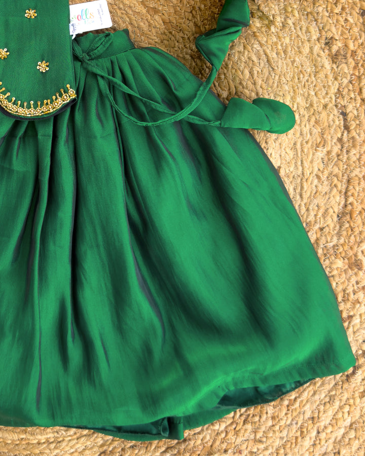 Stanwells Kids bottle green lehenga choli for girls heavy handwork ethnic dress