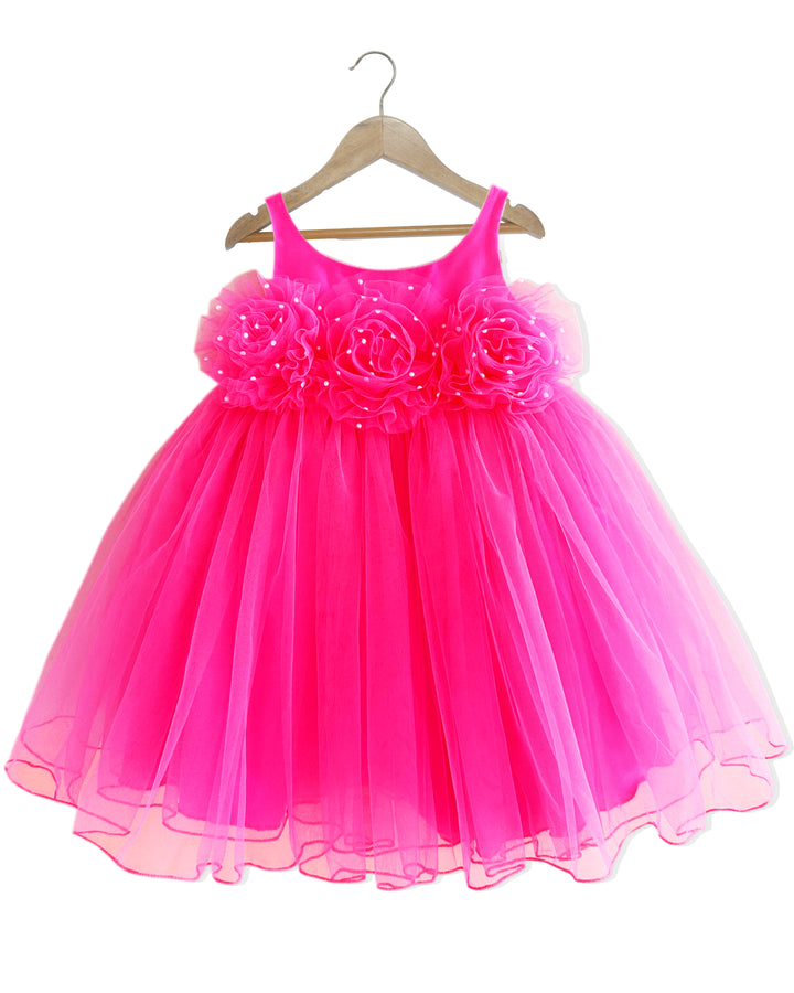 Hot Pink shade Baby-Girls Flower Frock