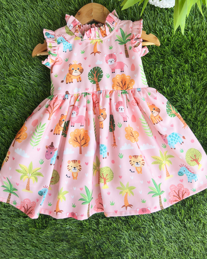 pink animal print baby girls birthday dress

rayon birthday frock for baby girl

animal print casual frock for kids

baby girls partywear birthday dress

Stanwells Kids pink animal print dress