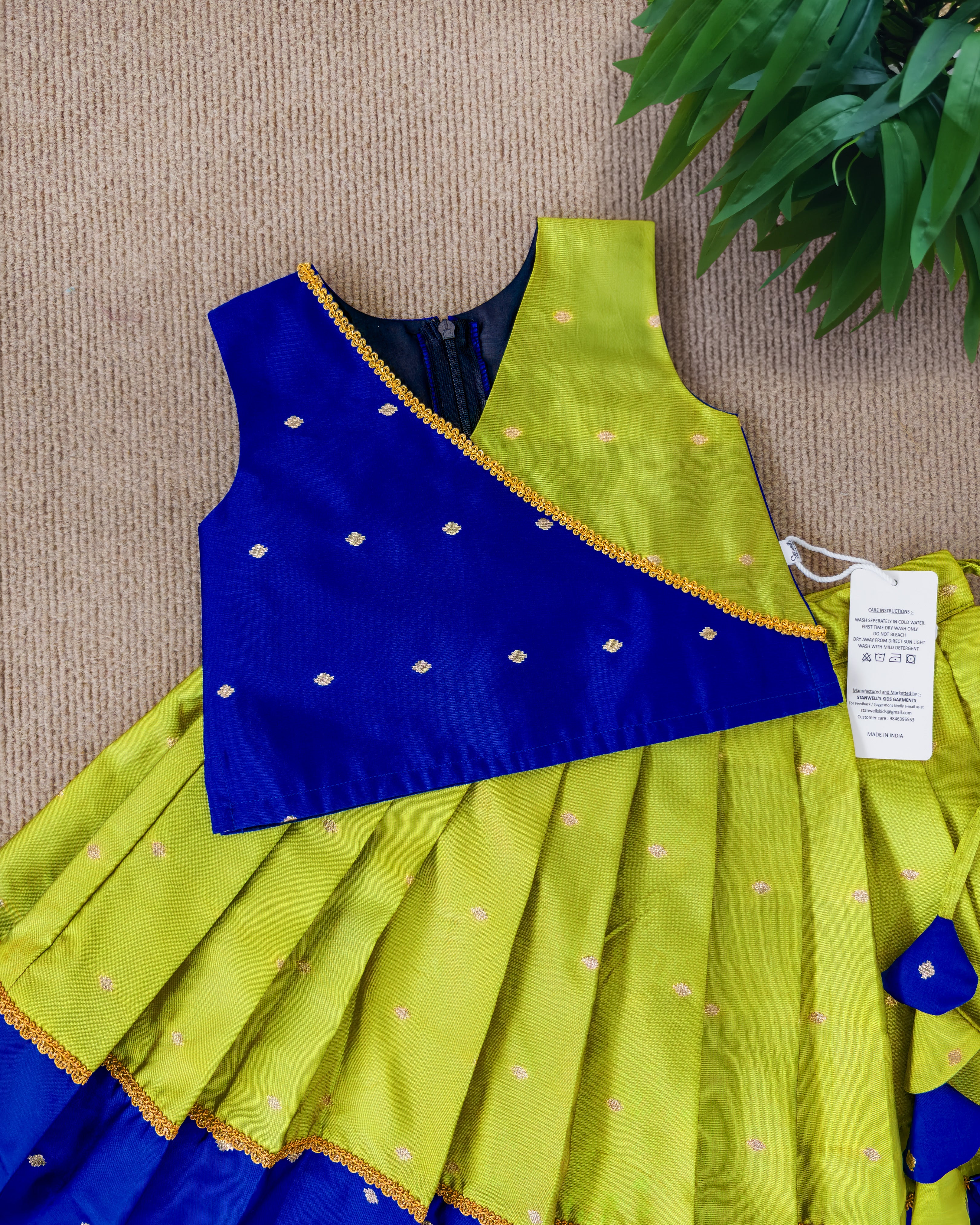 Lehenga Choli for Baby Girls Royal Blue Green Silk Dress  Stanwells Kids