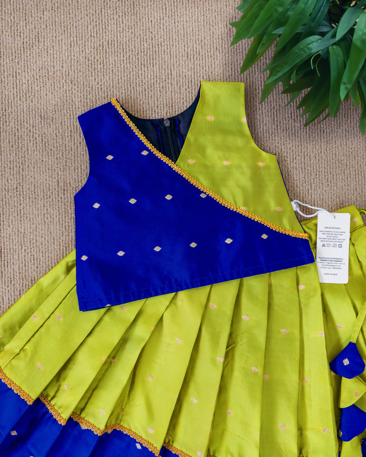 Stanwells Kids royal blue green lehenga choli for baby girls silk ethnic dress