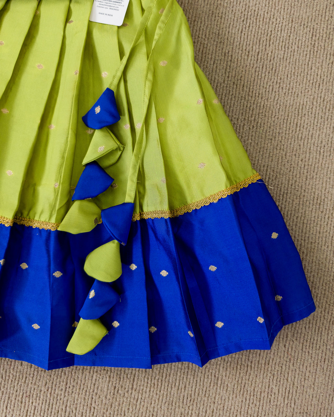 Stanwells Kids royal blue green lehenga choli for baby girls silk ethnic dress