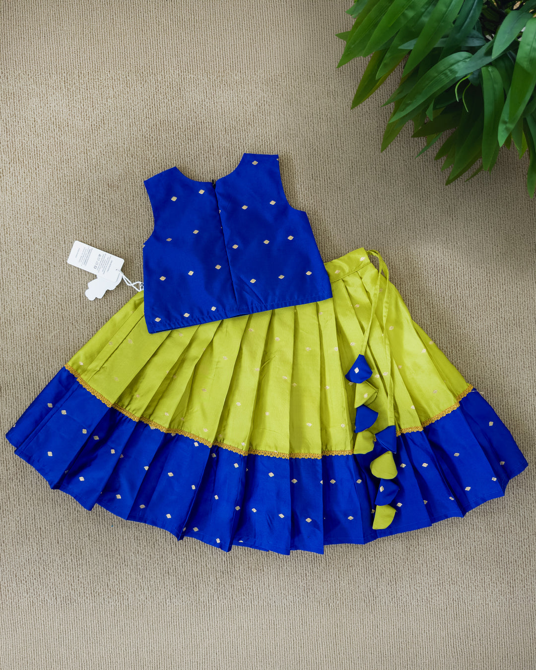 Stanwells Kids royal blue green lehenga choli for baby girls silk ethnic dress