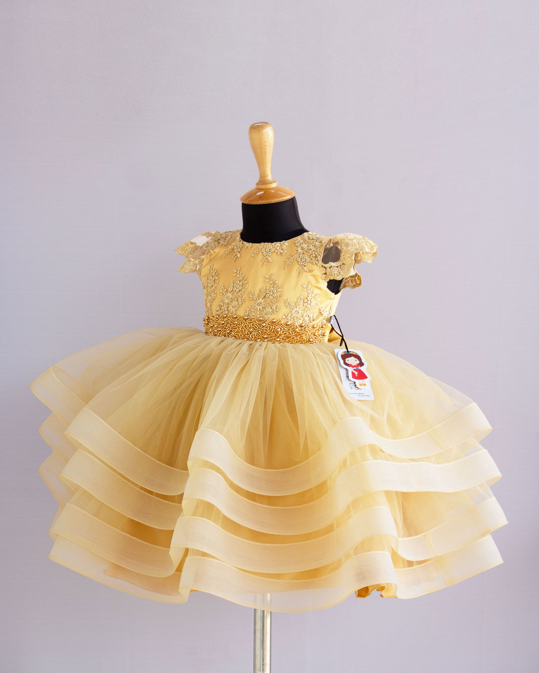 stanwells kids golden shade partywear birthday frock