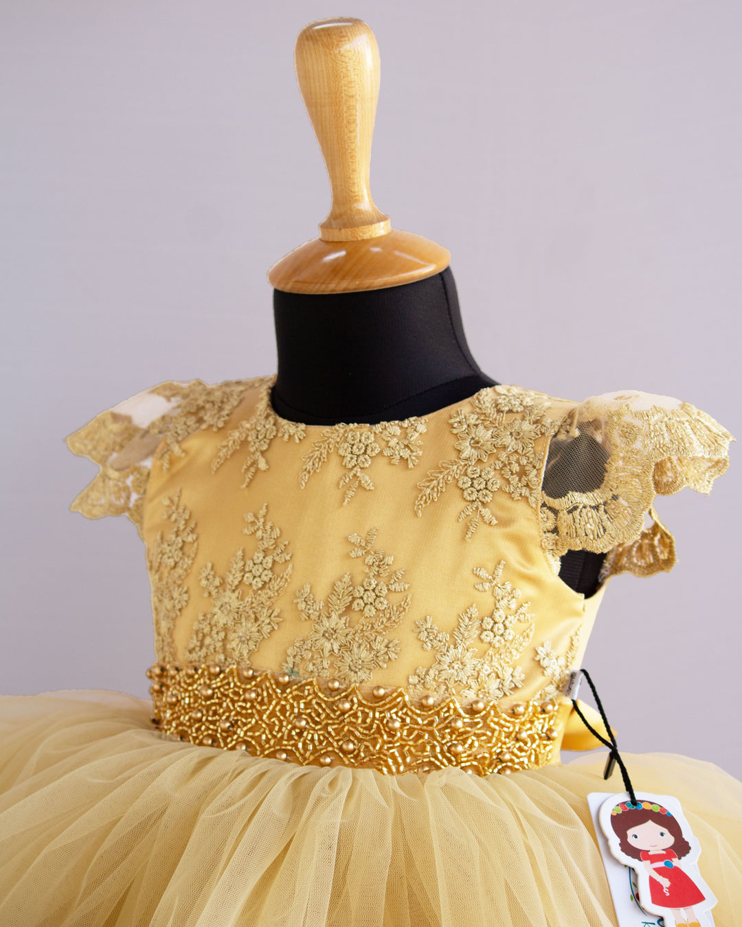 stanwells kids golden shade partywear birthday frock