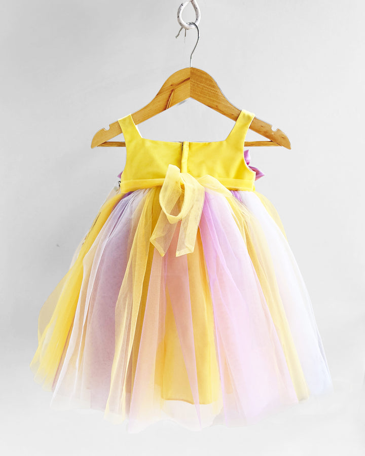 Sunflower Theme Shoulder Strap Partywear Frock for Girls – Birthday Special by Stanwells Kids
