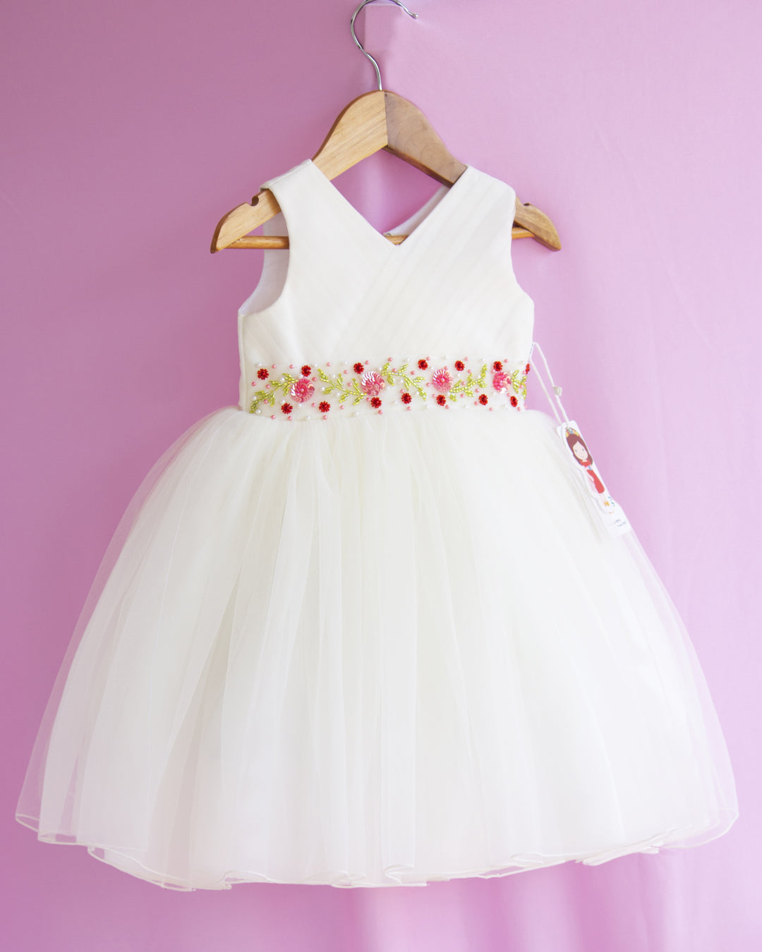 Frock Suit Design For Baby Girl Off-white Shade Pleated Handwork