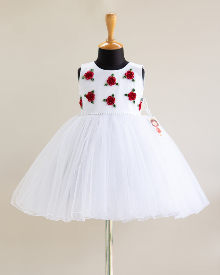 white frocks | baptism girls dresses | floral frock for girls | stanwells kids | embroidery frock | rose designs | red rose dresses | premium partywear dresses 