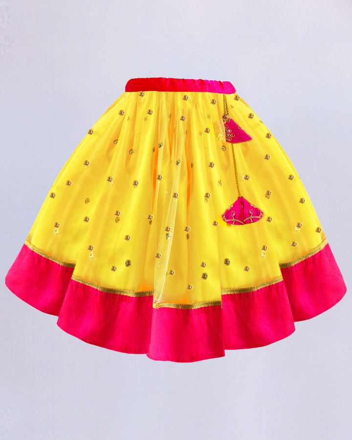 yellow pink embroidery sequins baby girls lehenga choli stanwells kids 