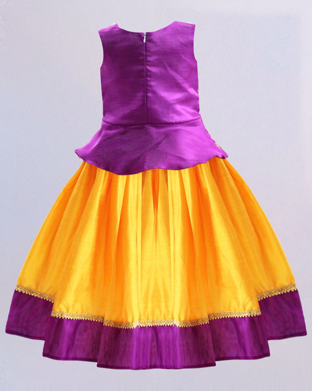 yellow purple south indian embroidery girls  lehenga choli kids fashion etthnic girls lehenga stanwells kids  gagra choli pattu pavadai girls 