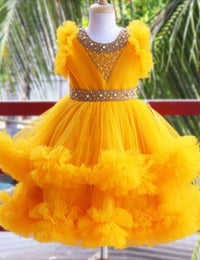 Mango Yellow Two Layer Ruffled Frock for Baby Girl – Stanwells Kids