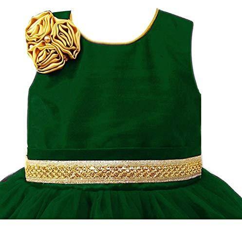 Green and Gold Festival Designer Frock for Birthday Girl Specially Made Frock - Stanwells Kids