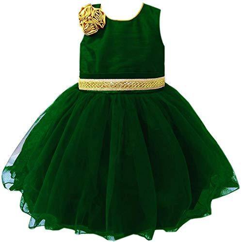 Green and Gold Festival Designer Frock for Birthday Girl Specially Made Frock - Stanwells Kids