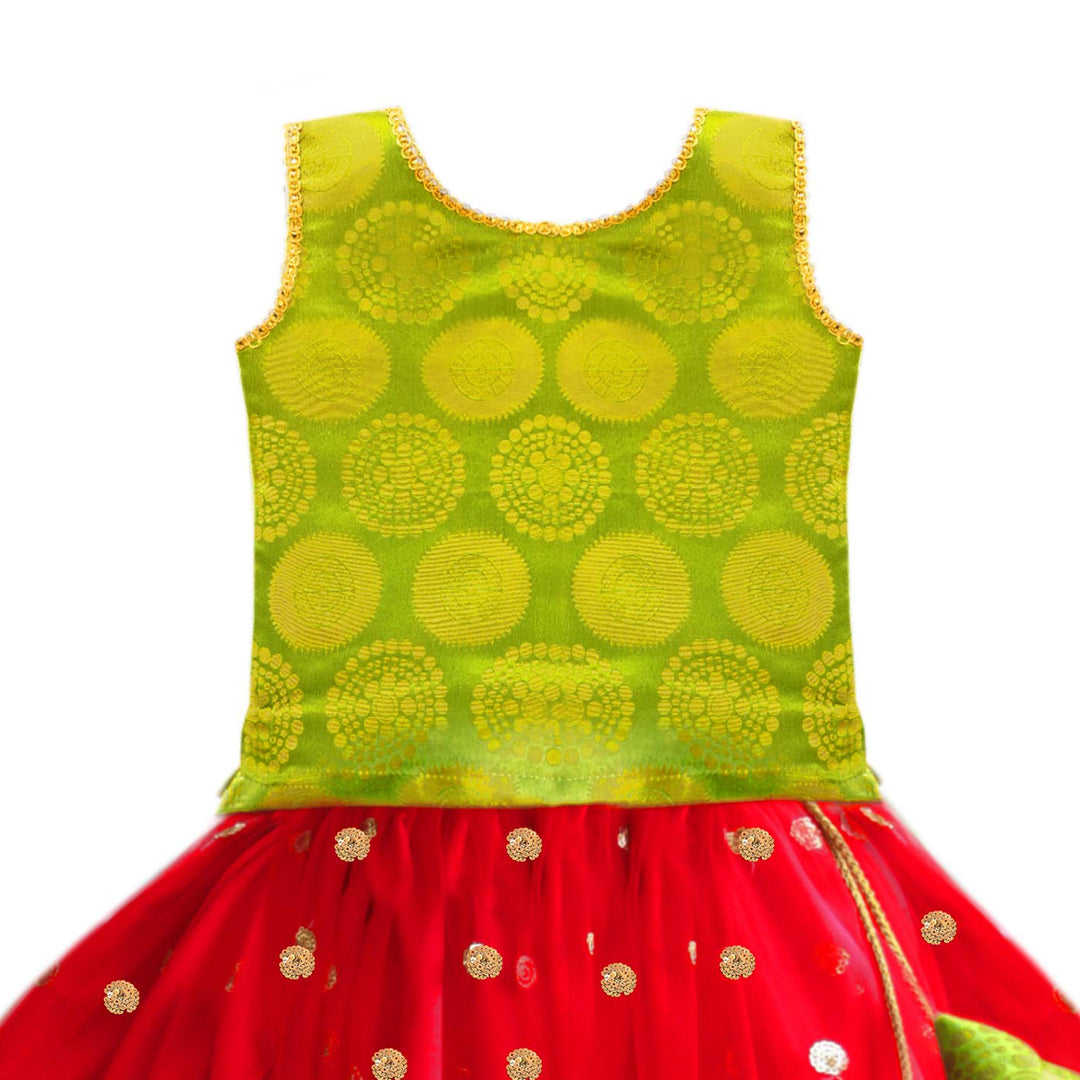 Red and Green combo Baby Girls Sequins Net Readymade Lehenga Choli (6months-8 years) - Stanwells Kids