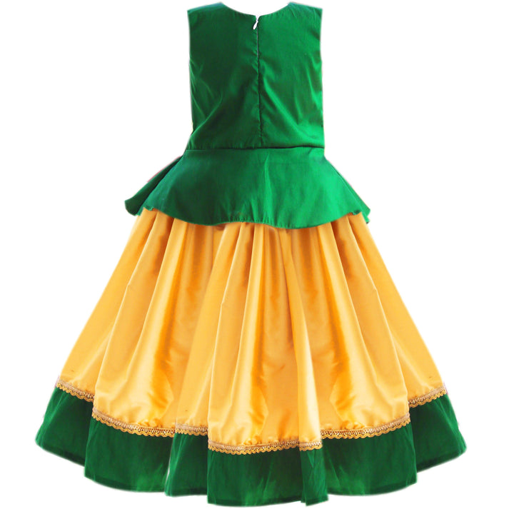 Golden and Green combo south indian Baby girls Silk Lehenga Choli set (6months to 8Years) - Stanwells Kids