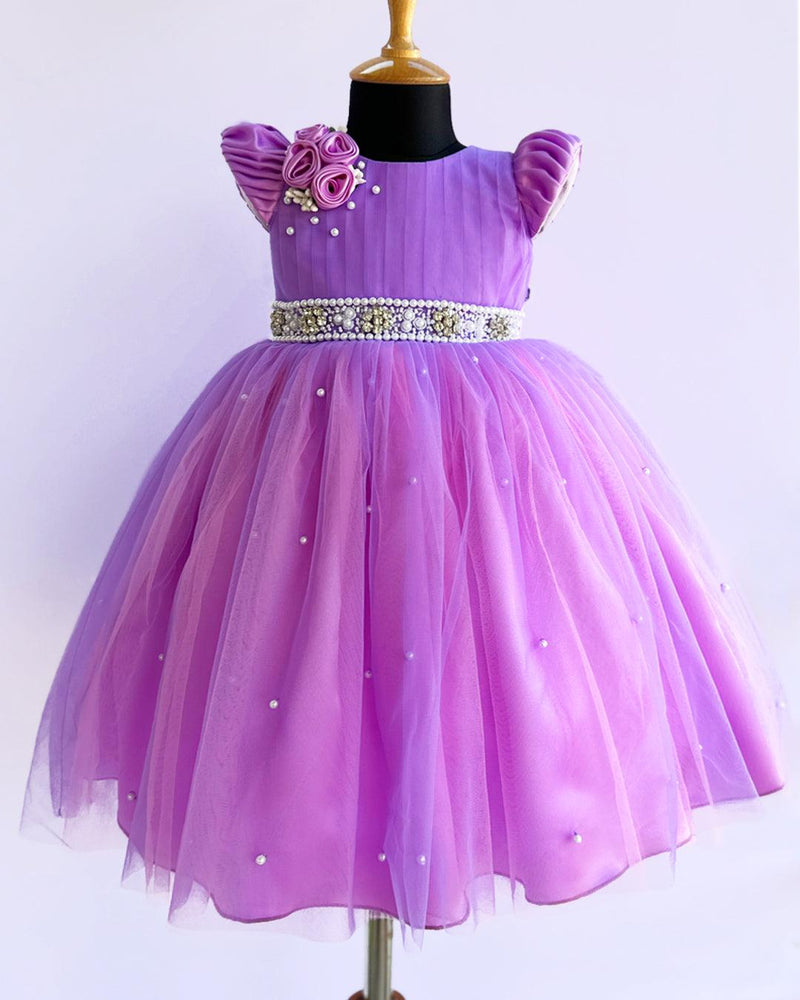 Lilac & lavender Combo Handwork Layer frock