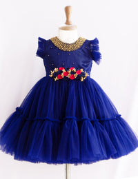 Navy Blue Handwork Flower Frock for Baby Girl – Stanwells Kids