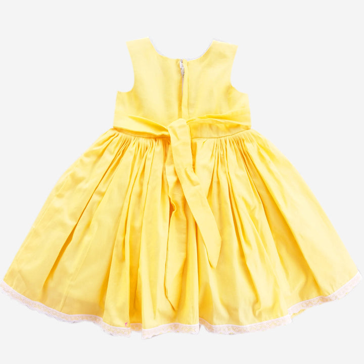 Baby yellow and White combo  Cotton Knee Length - Stanwells Kids
